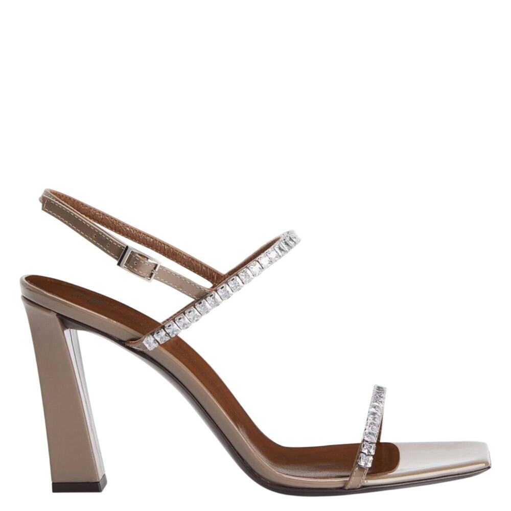 Giuseppe Zanotti NIB Valentiine 90 Crystal Heeled Sandals in Taupe Size 40